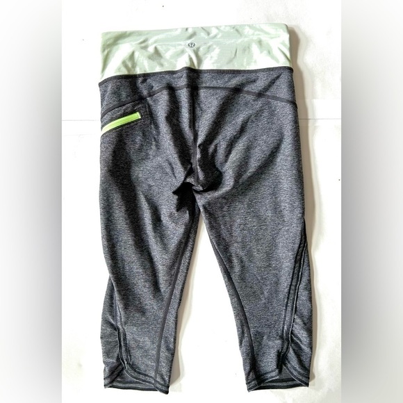 Lululemon Run a Marathon Crop grey green band pocket size 6 leggings pants - Picture 5 of 9